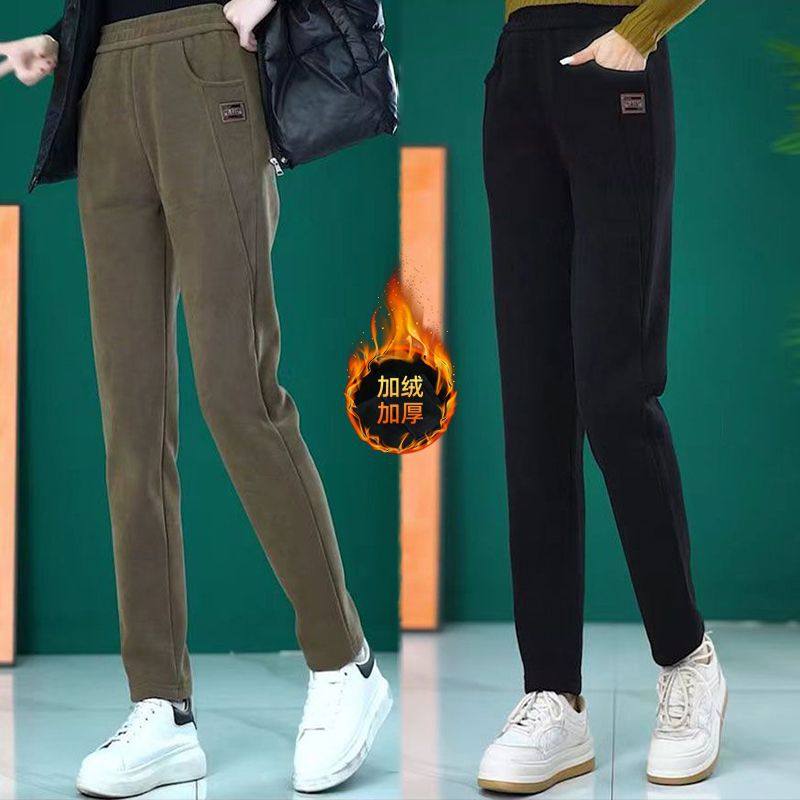 哈伦裤加绒裤子女2025加厚保暖休闲女裤秋冬新款爆款美拉德