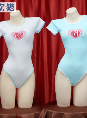 Daddy连体T恤 开D性感高叉水着 睡衣可爱私房内衣印花泳衣家居服