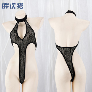 高叉性感连体衣福利睡衣私房内衣家居服 蕾丝半透水着
