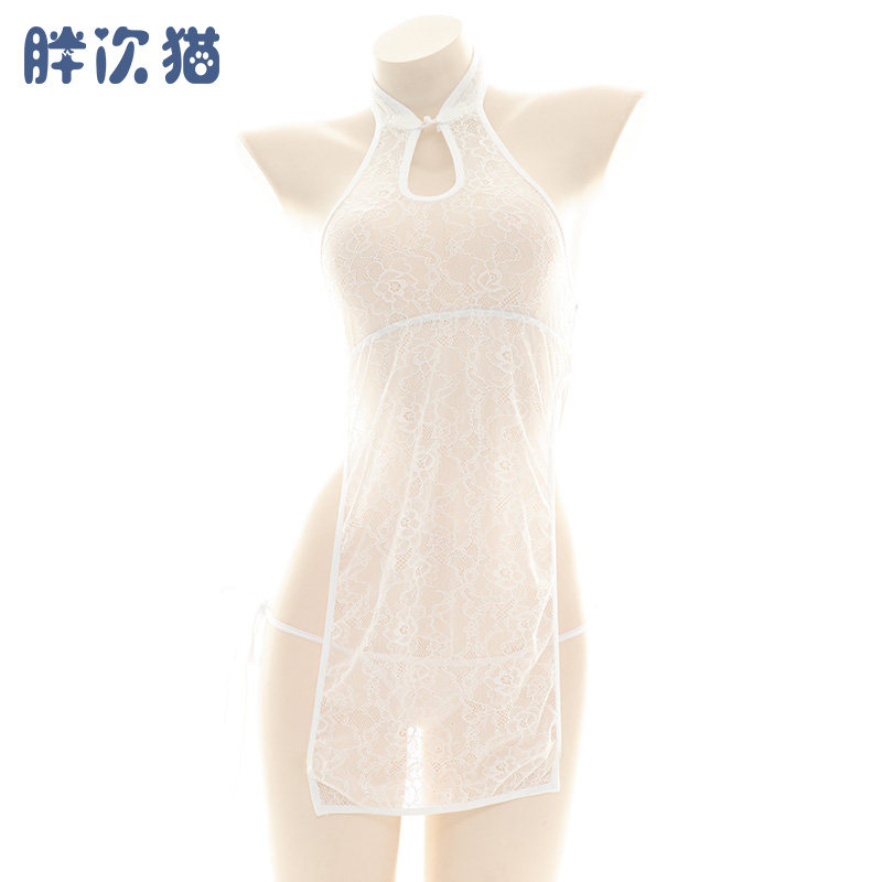 超欲~蕾丝半透明旗袍睡裙 超欲民国性感内衣私房古典睡衣家居服