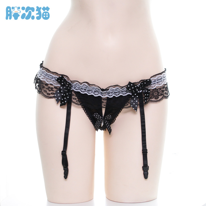 珍珠镂空吊带夹三角裤小内内