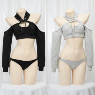 写真卫衣套装 二次元私房反差家居服睡衣短款长袖镂空性感可爱