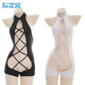 hso 原创旗袍水着睡衣 日系少女镂空露背性感连体衣家居服睡裙