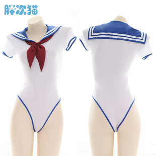 连体水手服 高开叉半泳衣水着 私房性感睡衣家居服二次元
