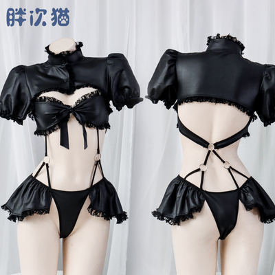 高叉辣妹漆皮水着连体睡衣