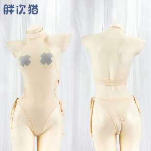 透明性感睡衣连体家居服泳衣内衣 清仓 半透冰丝绑带水着
