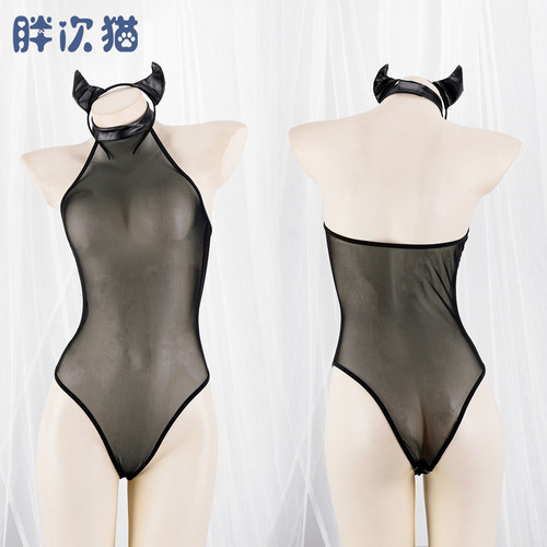 性感透明小恶魔水着连体内衣