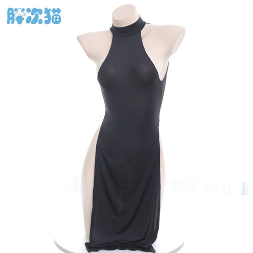 冰丝高叉旗袍睡裙睡衣性感家居服