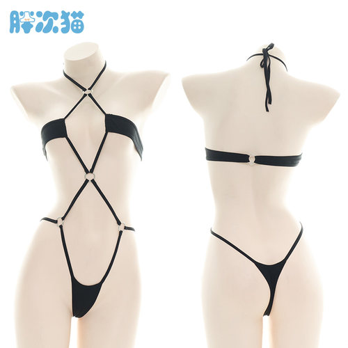 太绝了~连体比基尼吊带内衣性感私房绑带睡衣家居服