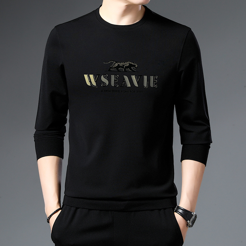 国标舞服装男拉丁摩登长袖上衣华尔兹探戈训练服圆领练功跳舞T恤