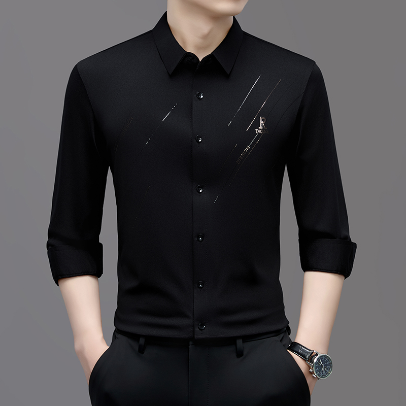 美洲豚男士摩登舞服上衣国标舞拉丁舞表演服长袖比赛练功舞蹈衬衫