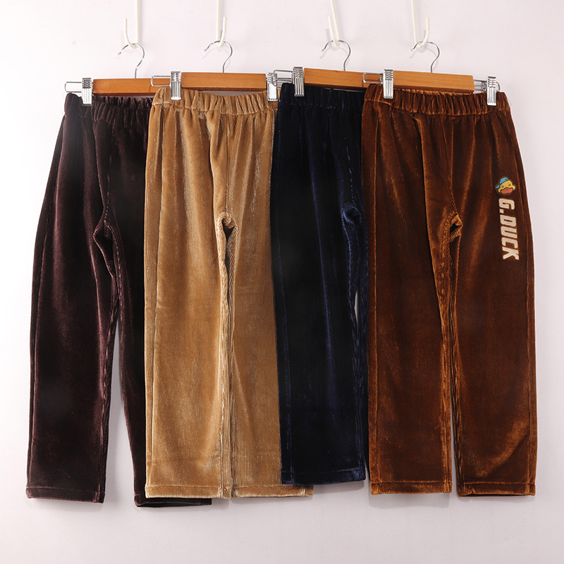 内销春秋款童装   男童卡通白字母四色灯芯绒休闲裤     95B-6-3