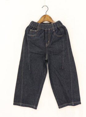 内销春秋款童装    男女童松紧腰黄线两侧斜分割线直筒裤    D1c