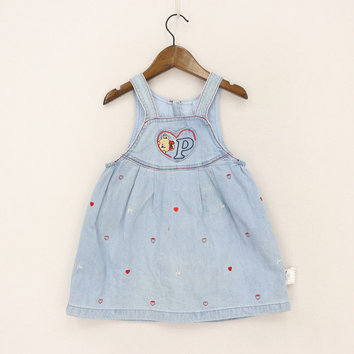 女童刺绣爱心洋气吊带纯棉连衣裙