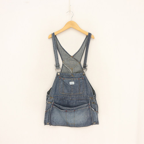 女童多口袋小设计短款牛仔背带裙