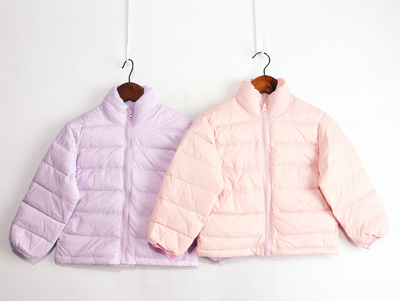 两色立领简约保暖薄款羽绒外套