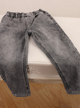 B秋冬款童装 男童加绒加厚松紧高腰修身直筒牛仔裤  DD