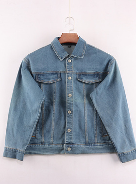 春秋款童装    大童男女童蓝色宽松落肩简约款百搭牛仔外套   D1