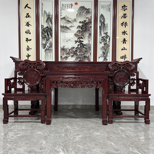 仿古翘头条案供桌 徽派中堂六件套四件套八仙桌酸枝木实木红木中式