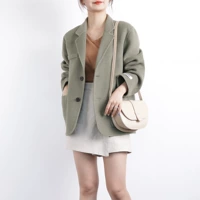 Nhỏ 2019 mới áo hai mặt cashmere nữ ngắn phần khí chất Hàn Quốc phù hợp với cổ áo len mẫu xương cá - Accentuated eo áo áo măng tô kaki nữ dáng dài