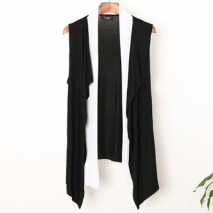 潮流个性 马甲男装 开衫 外套韩版 坎肩 薄款 豹纹假两件马夹无袖 中长款