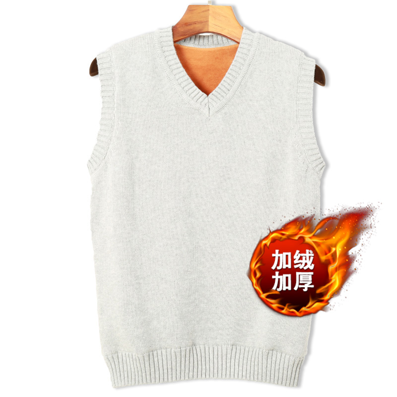 秋冬季v领加绒针织衫毛衣背心