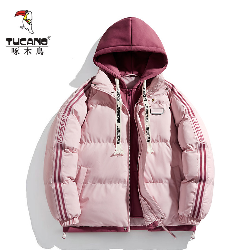 啄木鸟新款冬季棉衣男情侣连帽潮流面包服保暖棉服加厚棉袄外套