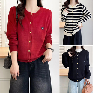 爱心刺绣中年女针织开衫 胖mm女装 大码 新款 遮肚减龄圆领上衣女 冬装