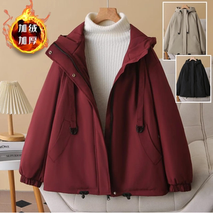 减龄棉衣女遮肚加绒加厚中年派克服保暖棉服 女装 胖mm冬装 2025大码