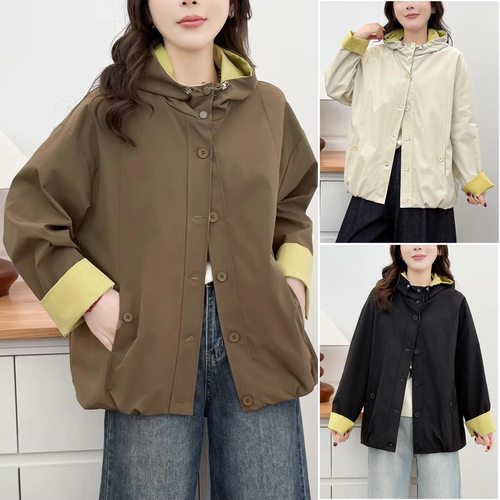 2026春装大码中年女连帽派克