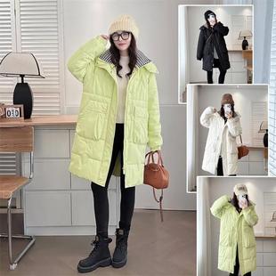 大码 胖mm新款 200斤洋气设计感时髦连帽女棉袄长款 冬装 棉服 女装