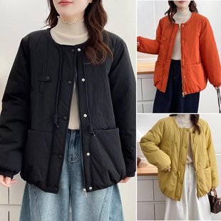 女装 大码 胖妹妹减龄棉衣女圆领中年纯色藏肉棉服 2025冬装 胖mm新款