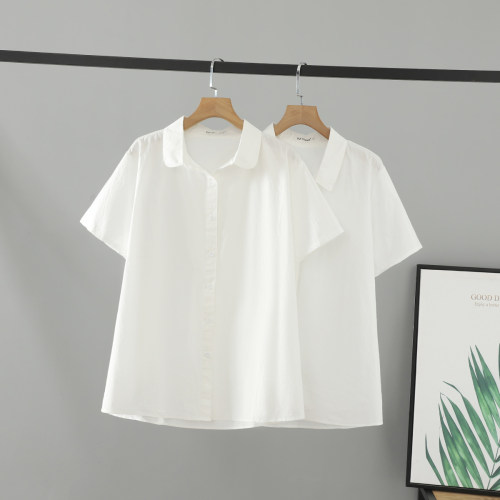 衬衫200斤显瘦短袖上衣女