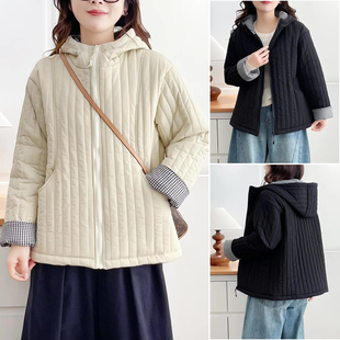 2025新款冬装胖mm加宽加大码女装女棉袄竖条中年连帽拉链炸街棉衣