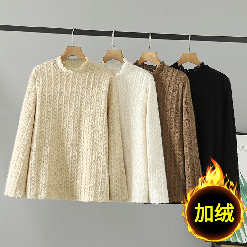 胖mm冬装加绒保暖打底衫