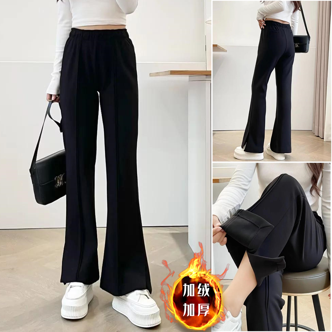 2025冬装大码微喇高腰长裤中年