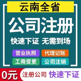 云南昆明注册公司个体电商执照代理记账注销公司税务地址股权变更