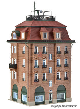 久安铁道沙盘建筑模型1:160N比例VOLLMER 47650带咖啡店的5层公寓