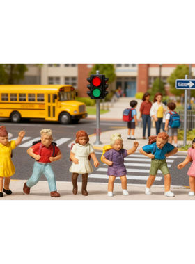 仿真人物 微缩小人 1:87 PREISER 14074 小二郎背着书包上学堂