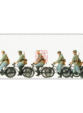 素体兵人 1:87 PREISER 16596 无涂装 6名骑自行车的德军士兵