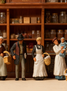 微缩小人 1:87 PREISER回眸百年系列 12193 在杂货店购物1900年代