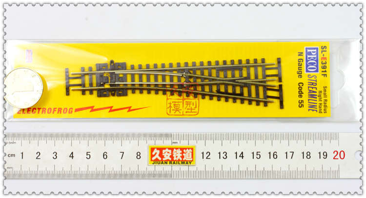 PECO 专业火车模型轨道 N比例1:160 CODE55 SL-E391F 小号右岔