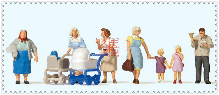 仿真人物 微缩小人 1:87 PREISER 10711 散步遛娃