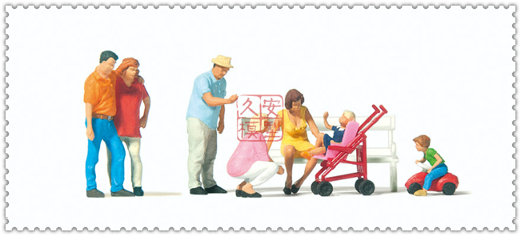 仿真人物 微缩小人 1:87 PREISER 10695 家庭出游
