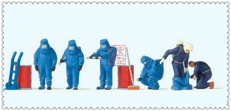 仿真人物 微缩小人 1:87 PREISER 10729 穿防化服的消防员 蓝色
