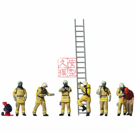 仿真人物 微缩小人 1:87 PREISER 10774 佩戴呼吸器的消防员 米黄