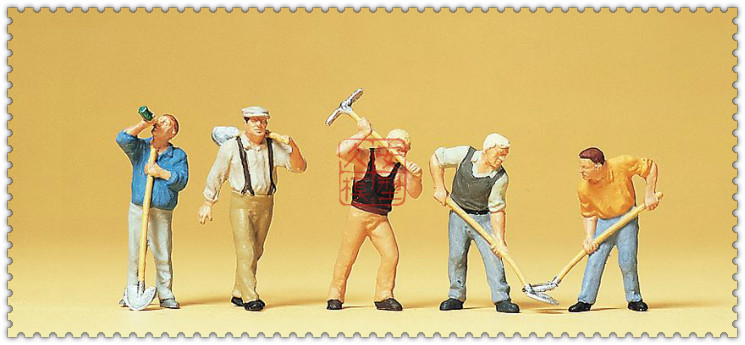 苔藓盆栽微拍人物 1:87 PREISER 10461 正在干活的工人们