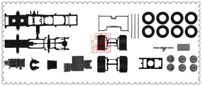 Herpa拼装卡车 1:87 084802沃尔沃Volvo FH 6X2三轴底盘含2套