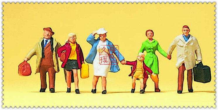 仿真人物 微缩小人 1:87 preiser 10281 克劳斯一家准备出门旅游