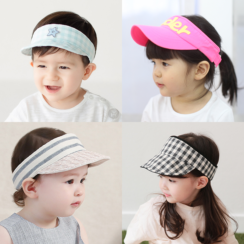 3折韩国进口儿童防晒帽子夏季薄款婴幼儿空顶遮阳帽幼儿园鸭舌帽